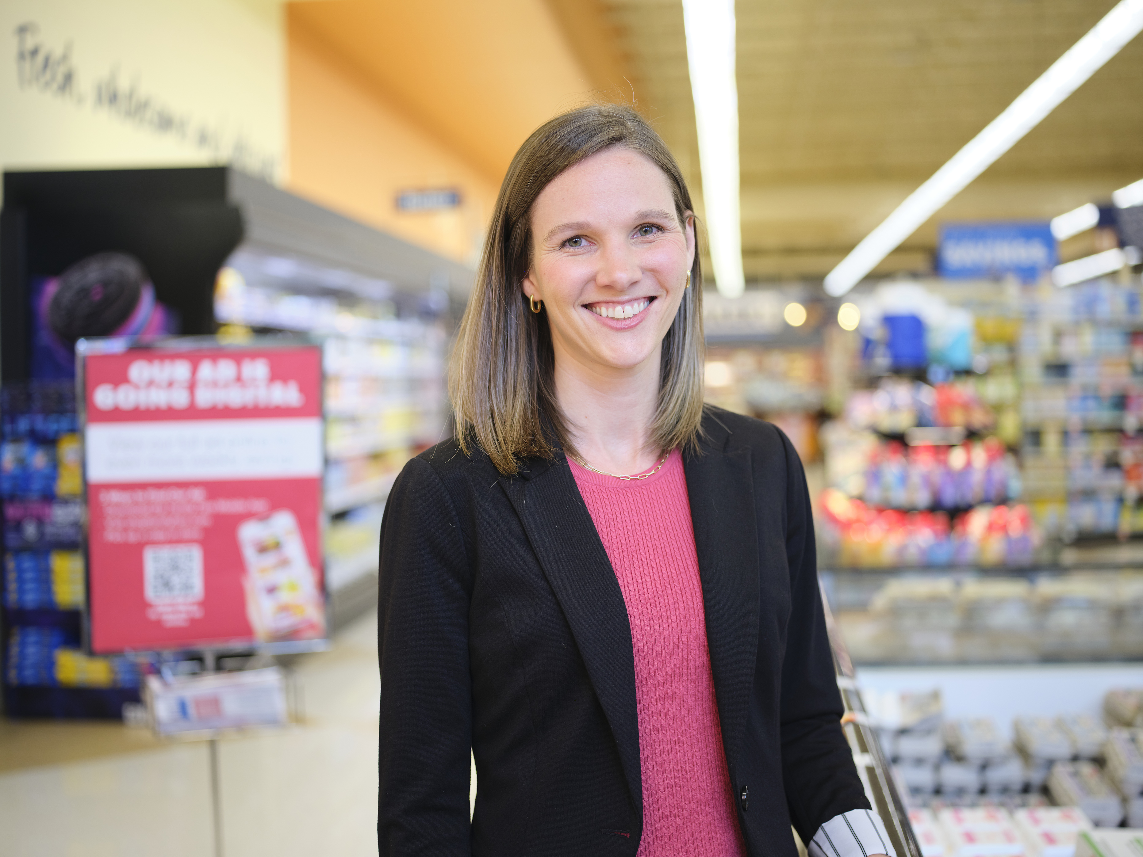 a woman smiling at camera
