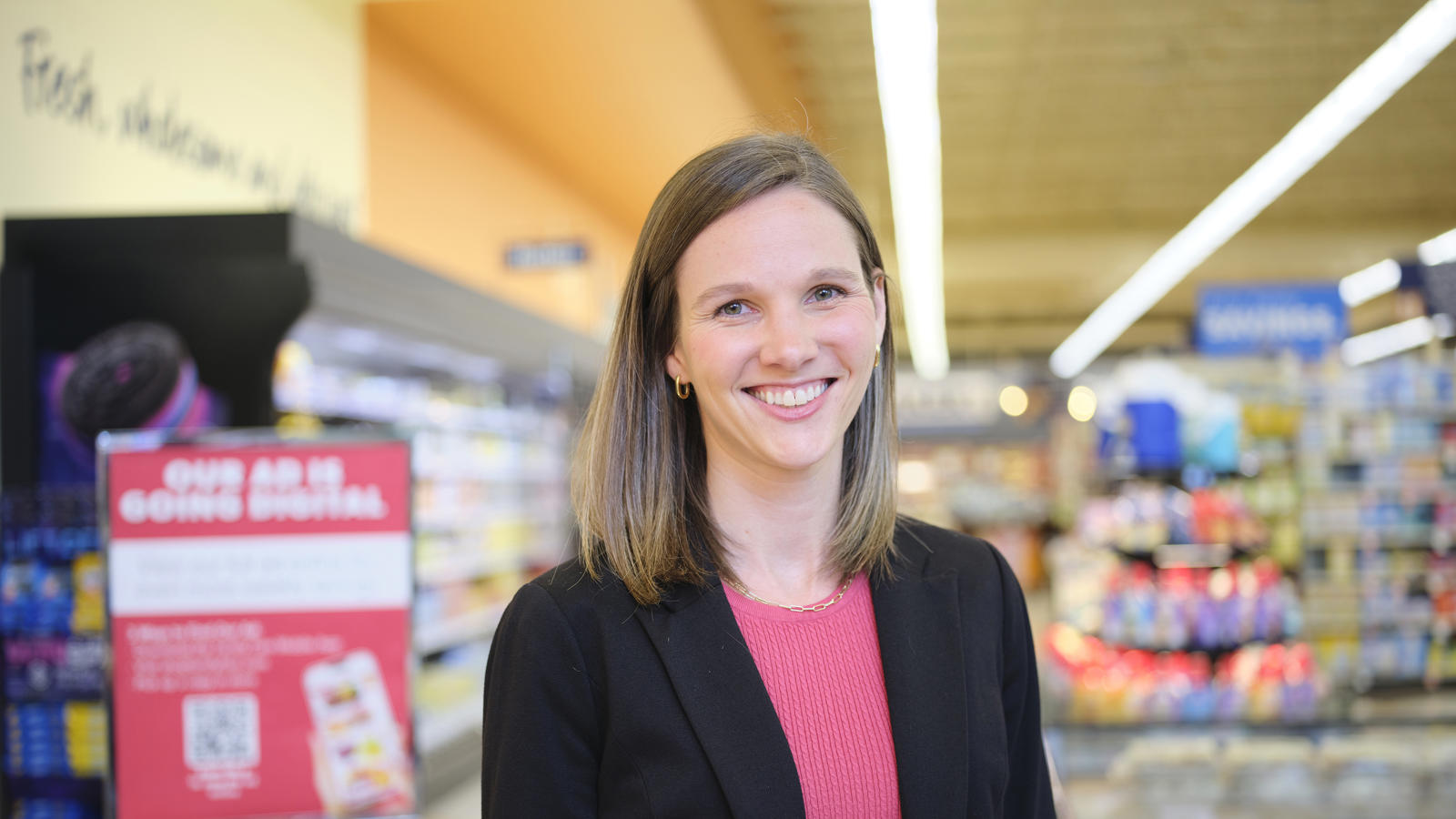 a woman smiling at camera